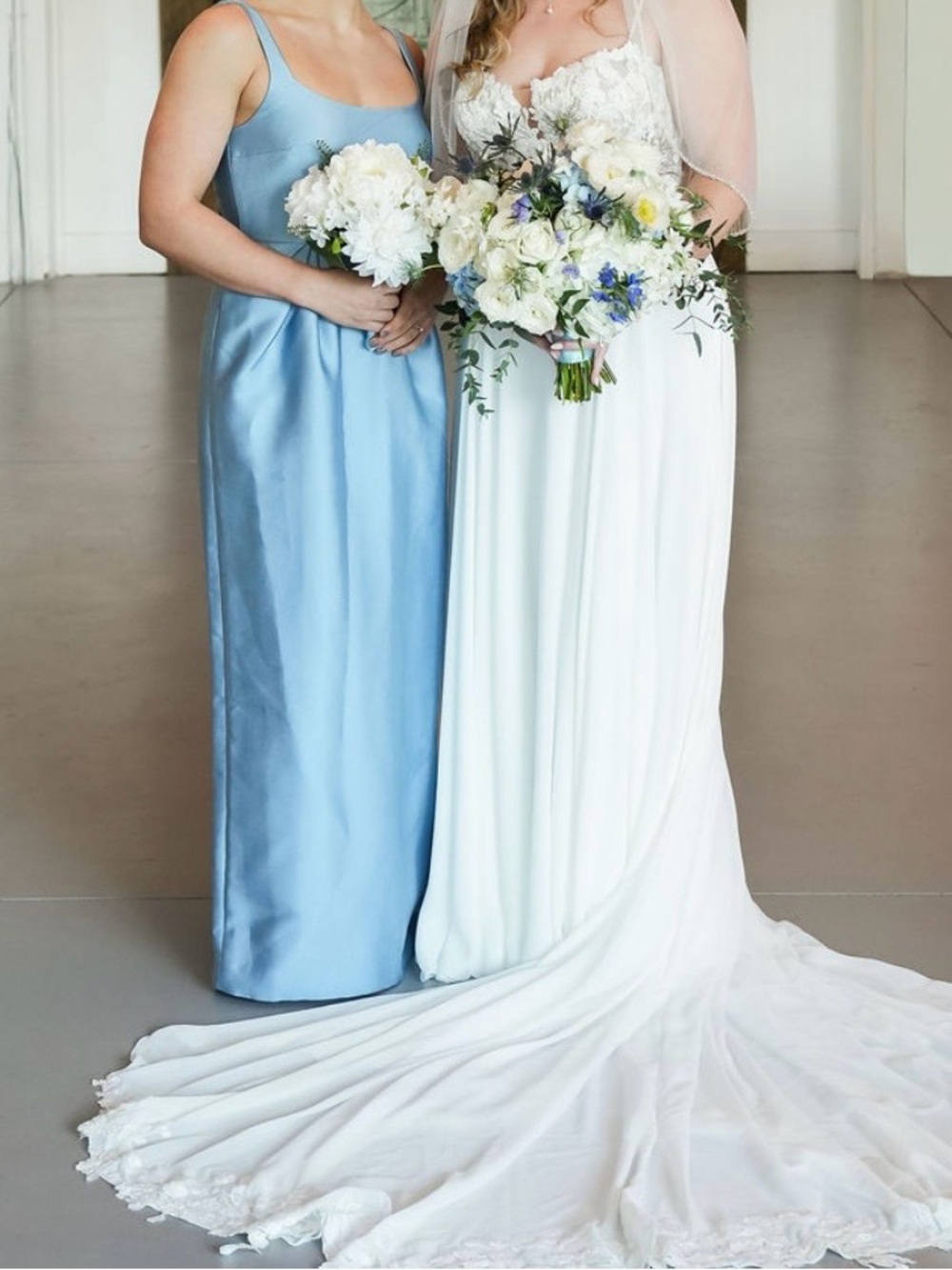 Satin Slip Bridesmaid Dress in Light Blue